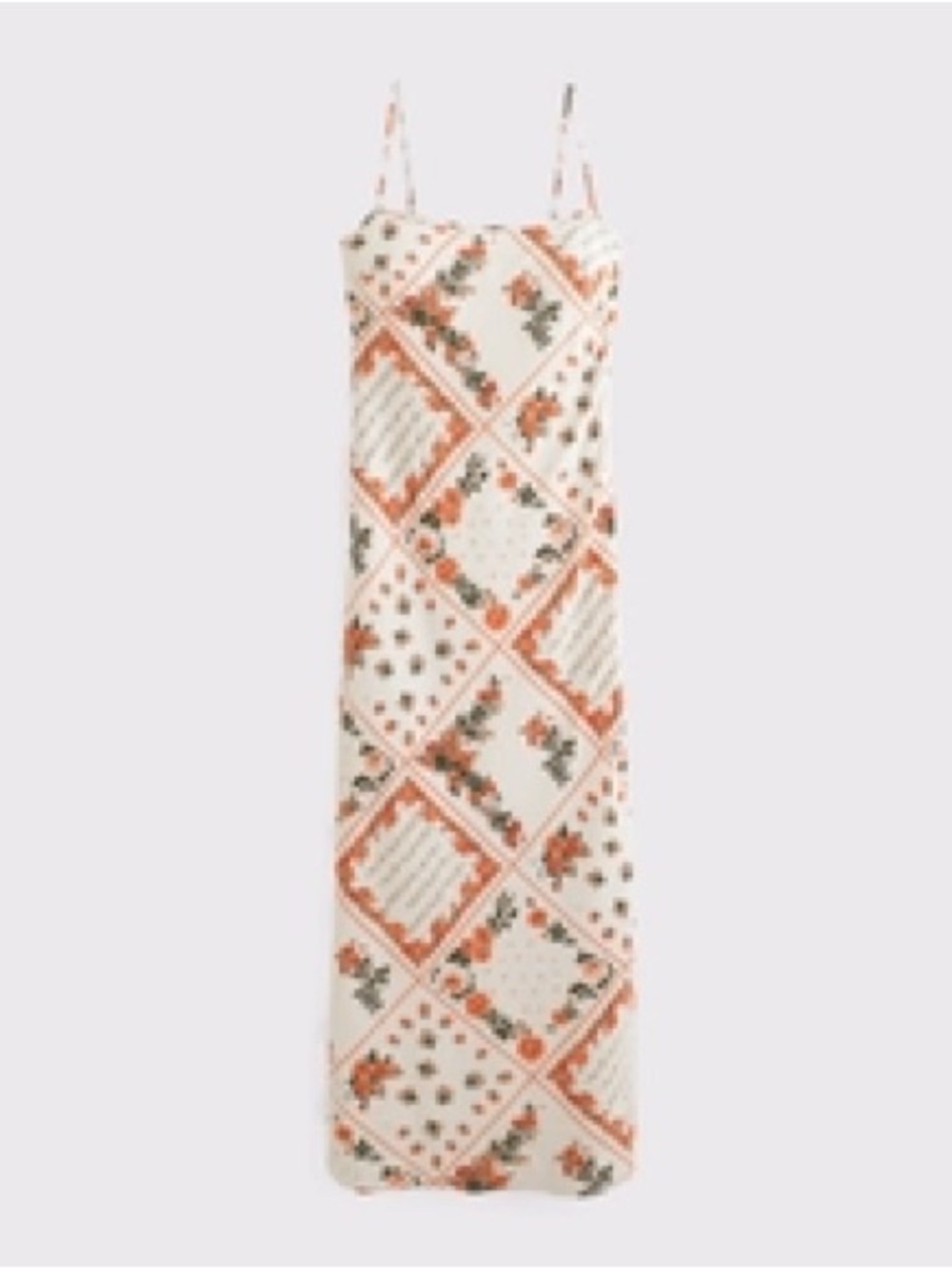 NWT Abercrombie Slip Dress in Cream Pattern Floral Orange Size Medium Tall - Picture 3 of 9